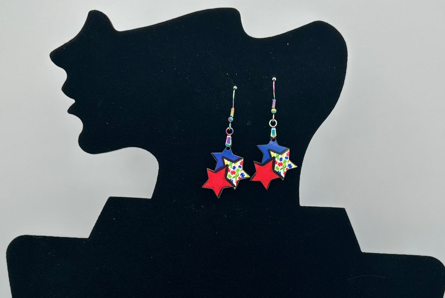 Triple StarShaped Sublimated Earrings 1 inch