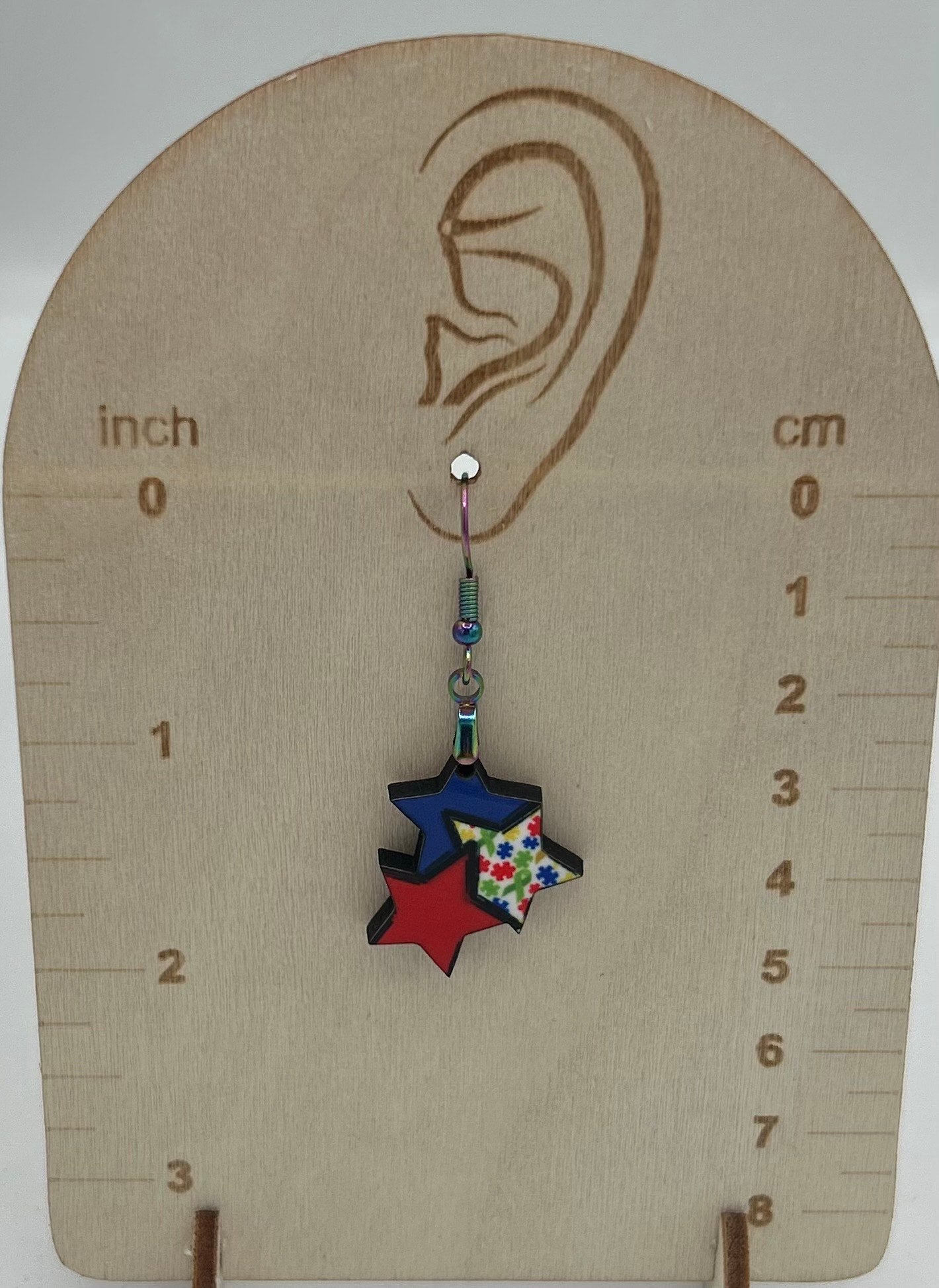 Triple StarShaped Sublimated Earrings 1 inch