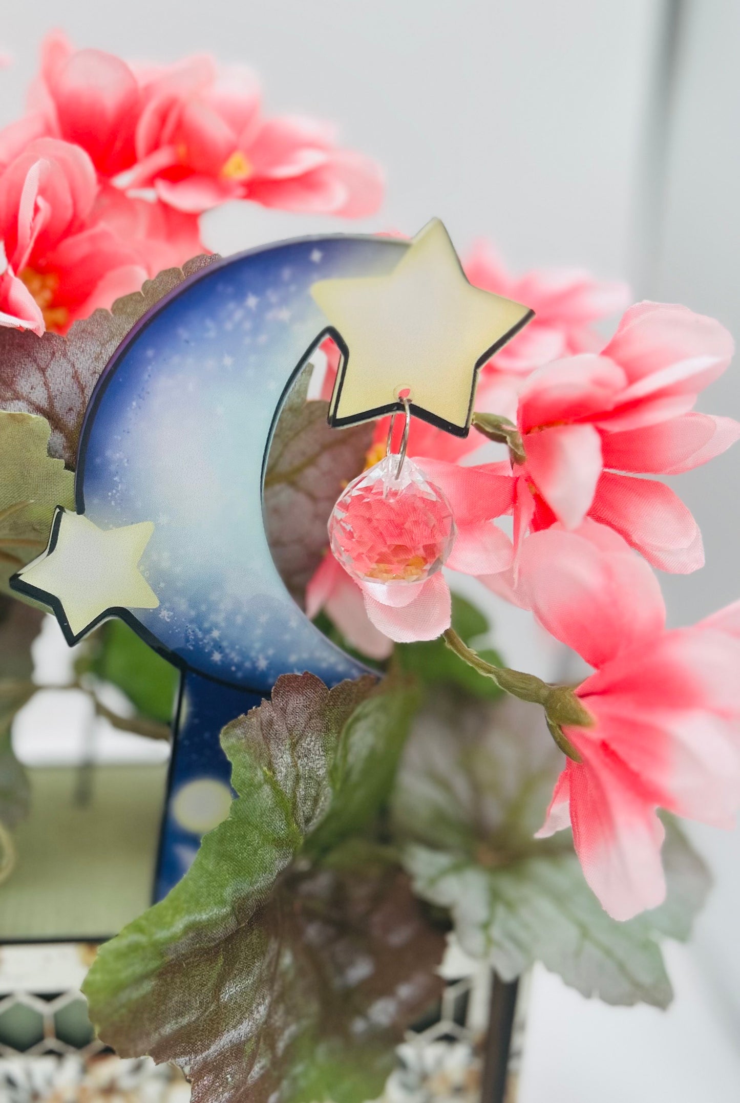 Acrylic Shaped Sublimated Garden Stake with hole and  crystal charm