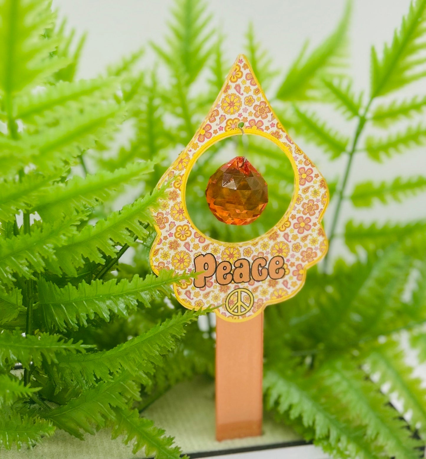 Acrylic Shaped Sublimated Garden Stake with hole and  crystal charm