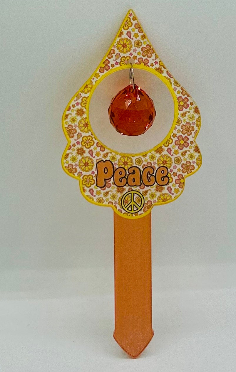 Acrylic Shaped Sublimated Garden Stake with hole and  crystal charm