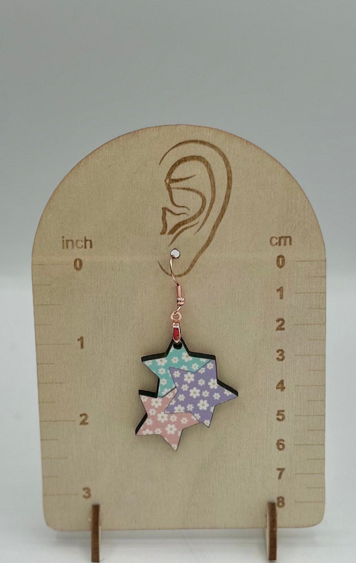 Triple Star Shaped Sublimated Earrings 1.5 in.