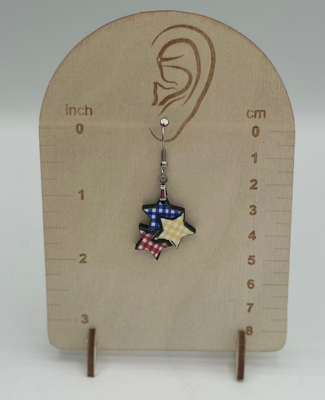 Triple Star Shaped Sublimated Earrings 1 in.