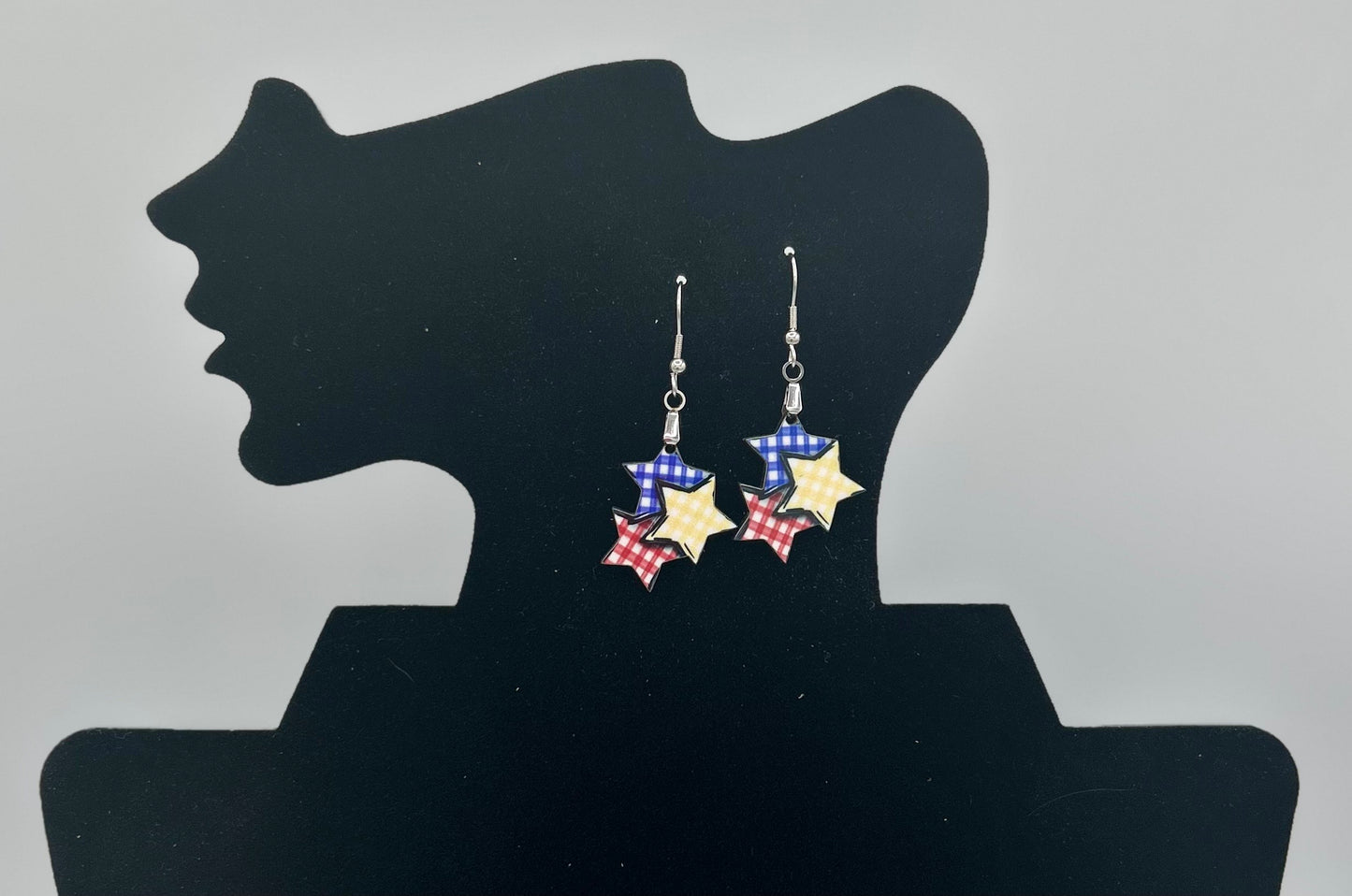Triple Star Shaped Sublimated Earrings 1 in.