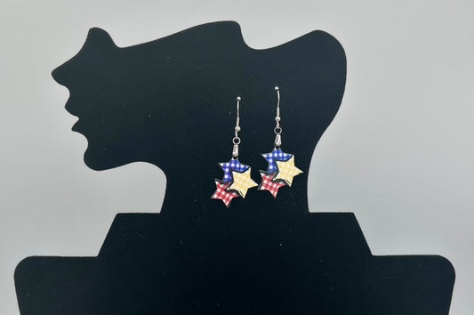 Triple Star Shaped Sublimated Earrings 1 in.