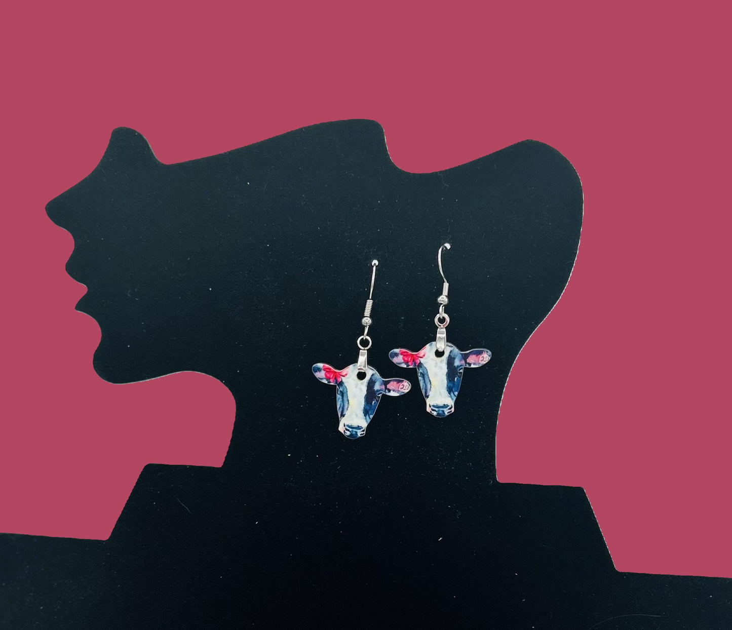 Cow Head Shaped Sublimated Earrings MDF