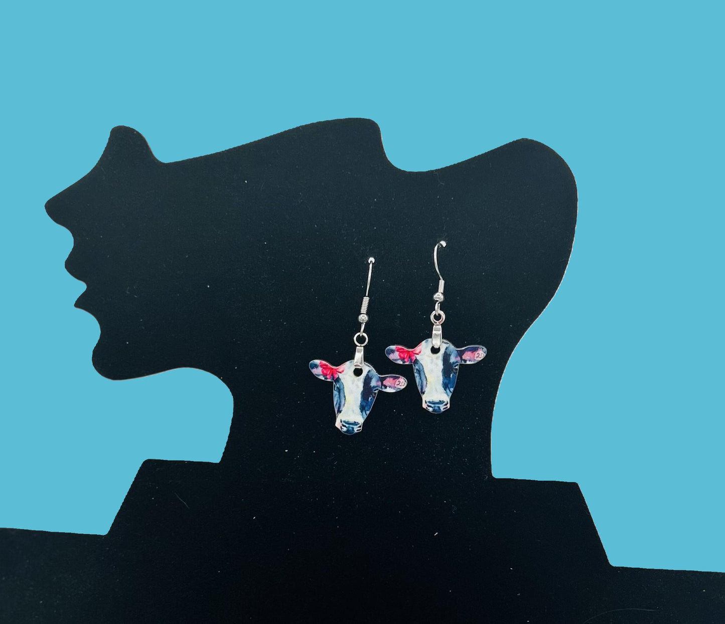 Cow Head Shaped Sublimated Earrings MDF