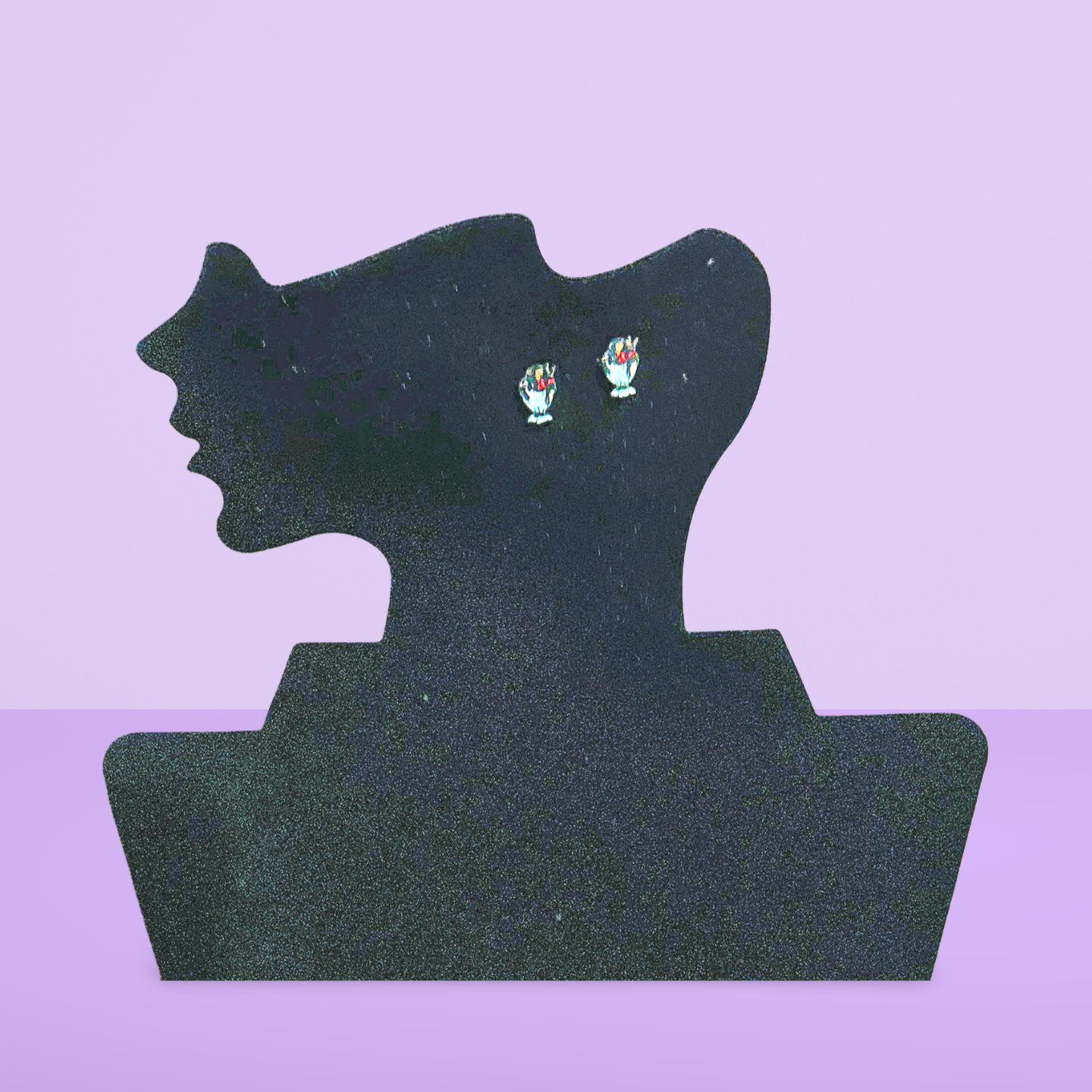 Ice Cream Sundae Shaped Sublimated Stud Earrings