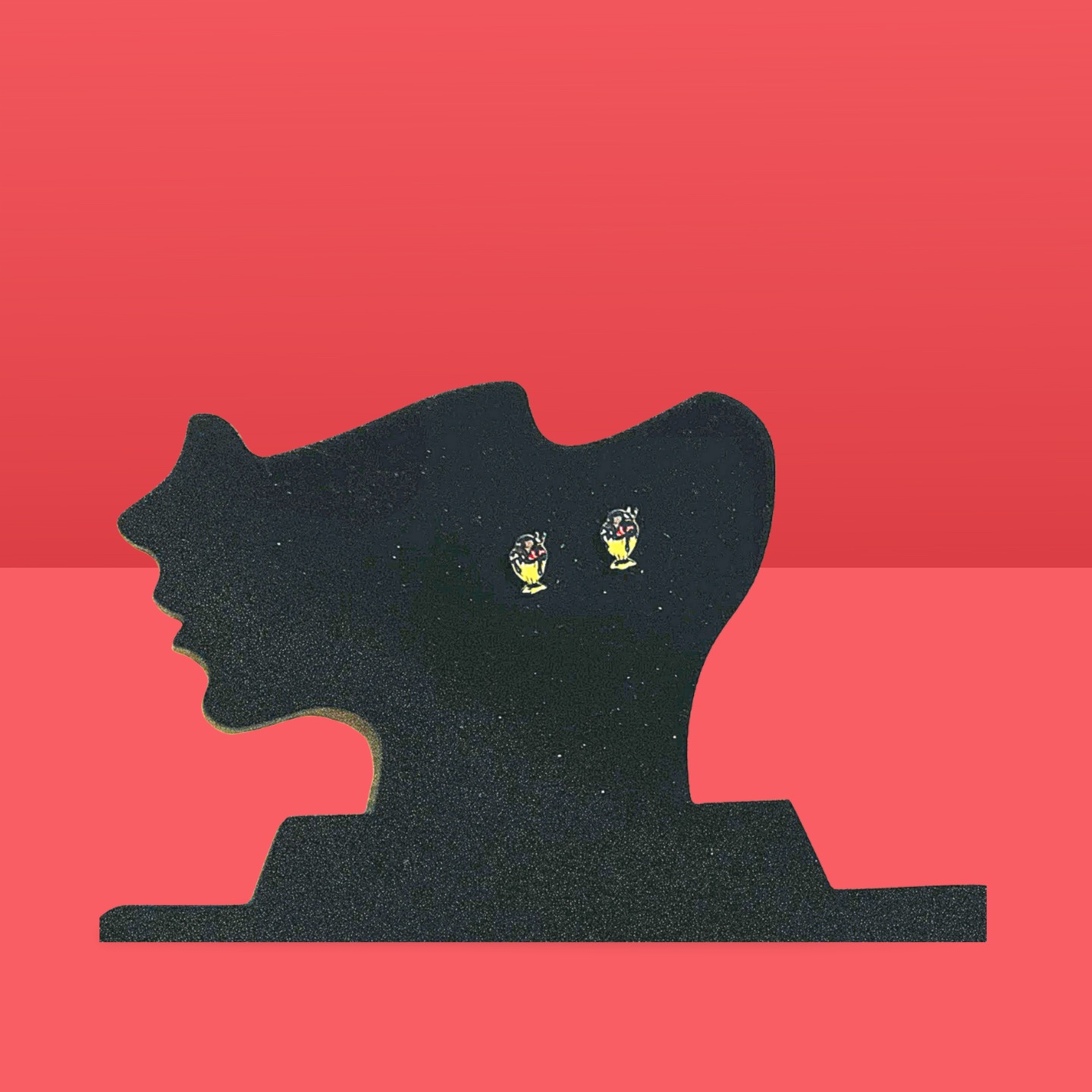 Ice Cream Sundae Shaped Sublimated Stud Earrings