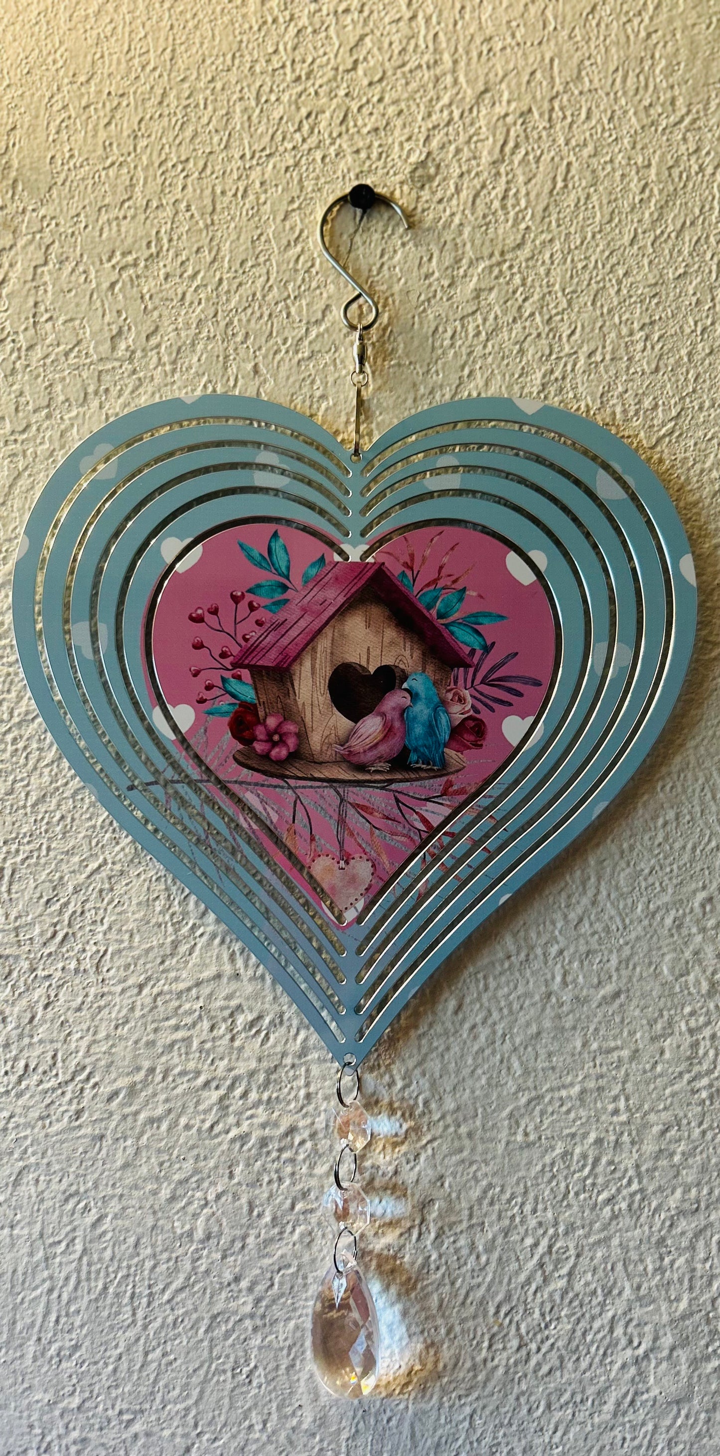 8 inch Heart Shaped Wind Spinner Sublimated