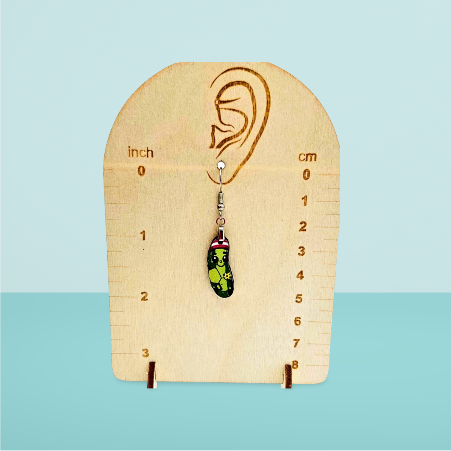 Pickle Shaped Sublimated Earrings 1 inch