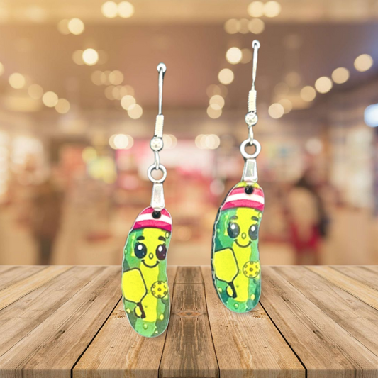 Pickle Shaped Sublimated Earrings 1 inch