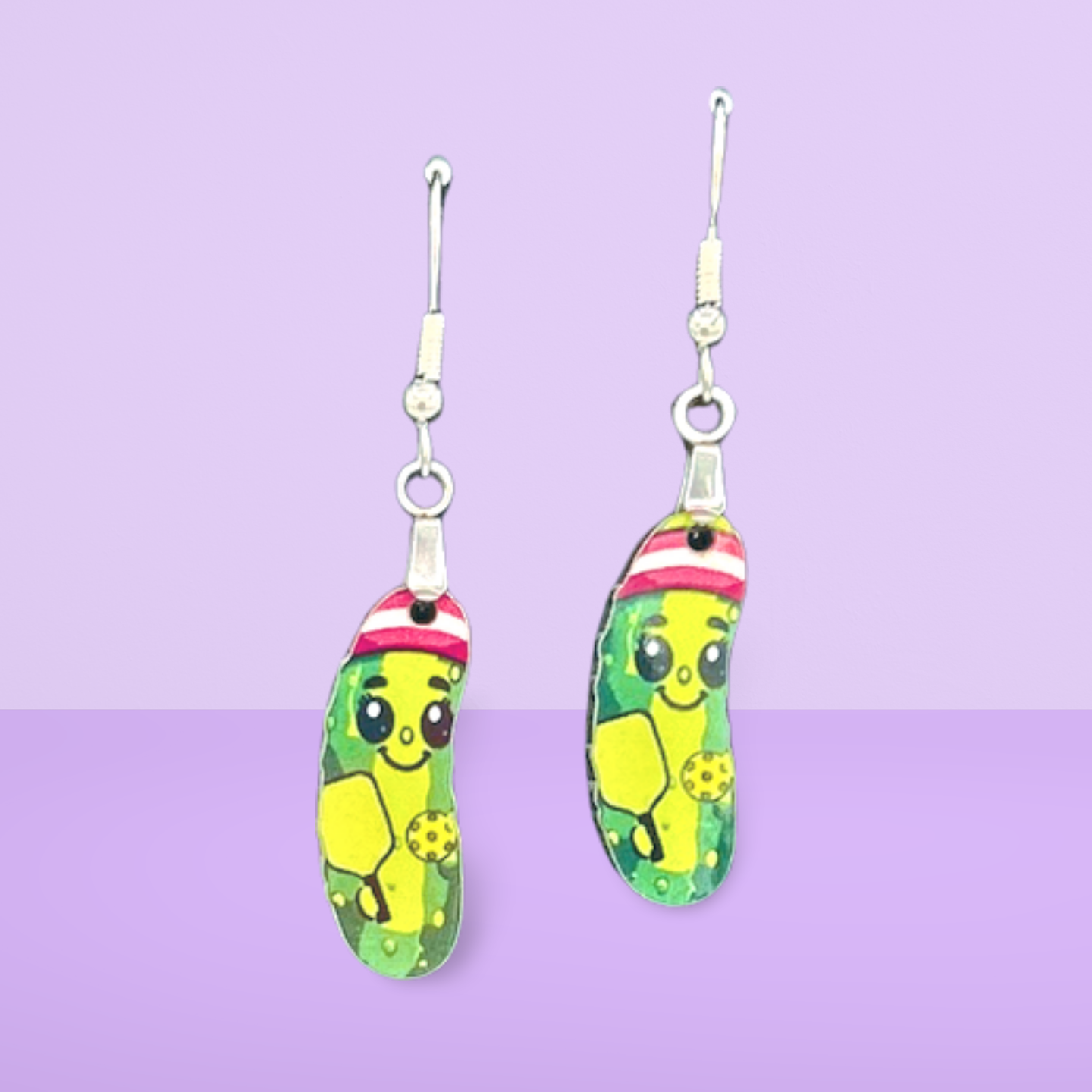 Pickle Shaped Sublimated Earrings 1 inch