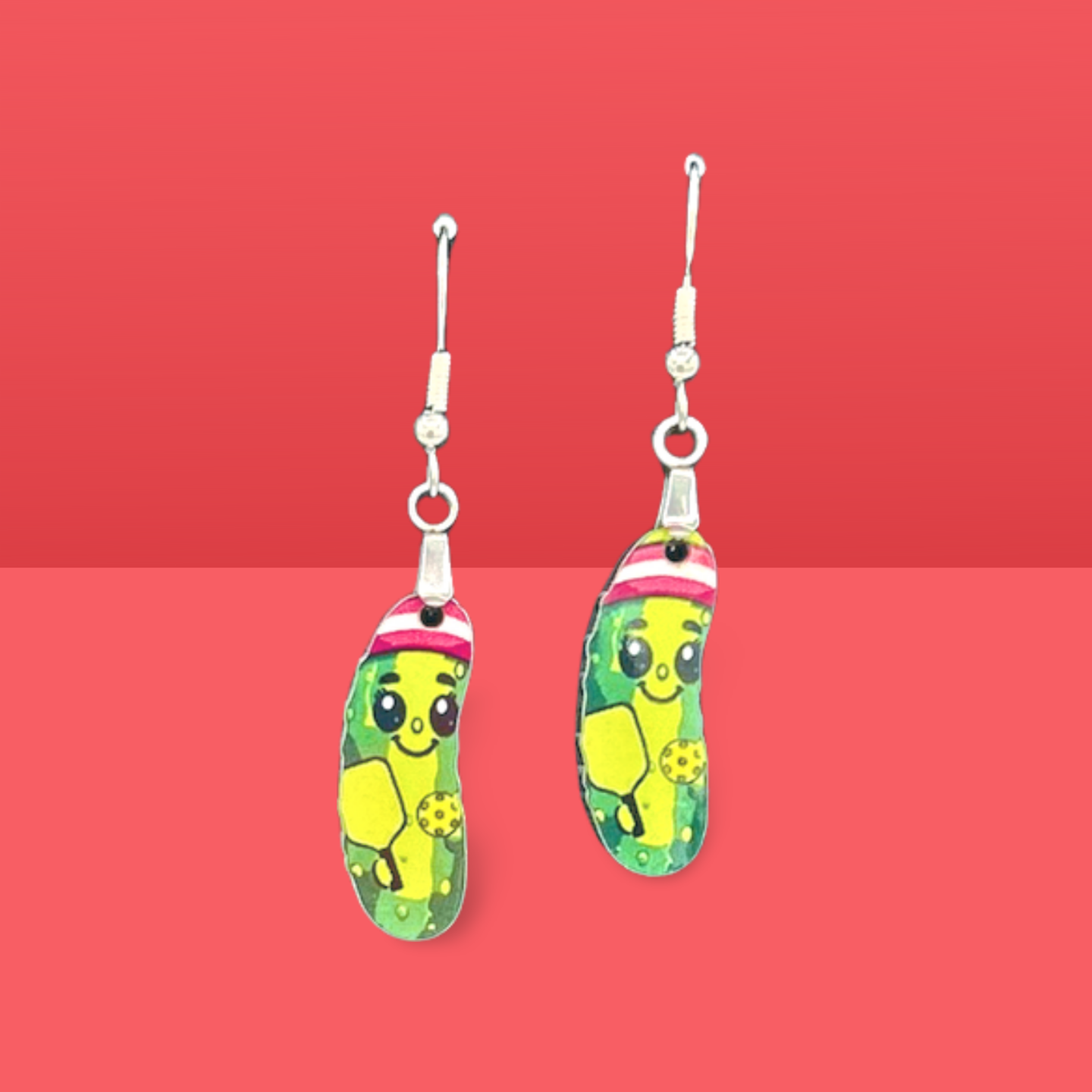 Pickle Shaped Sublimated Earrings 1 inch