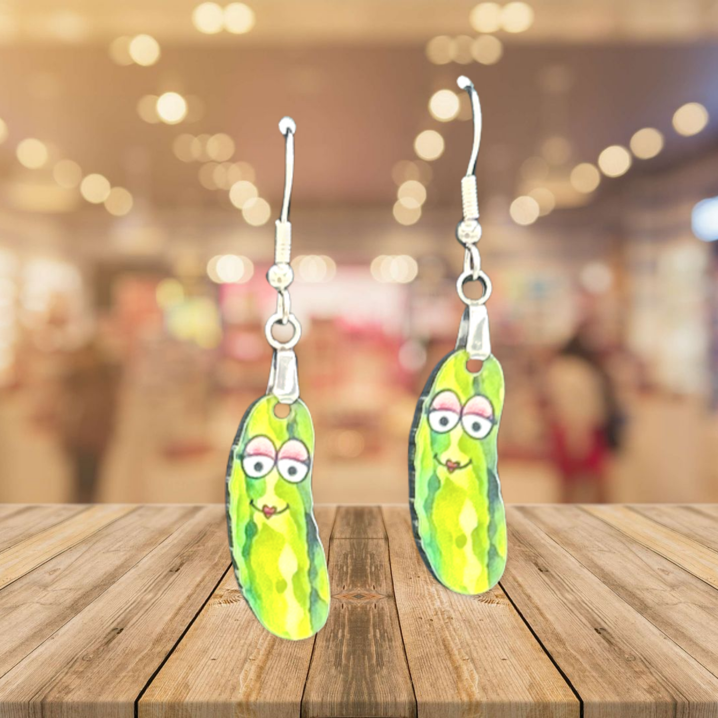 Pickle Shaped Sublimated Earrings 1 inch