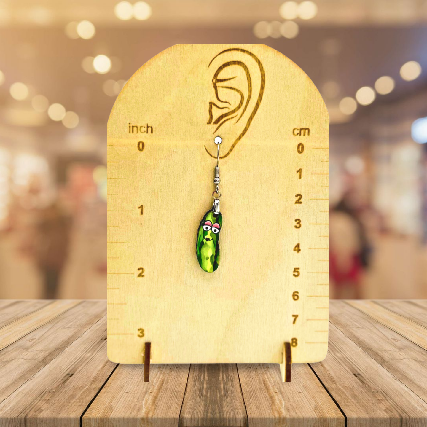 Pickle Shaped Sublimated Earrings 1 inch