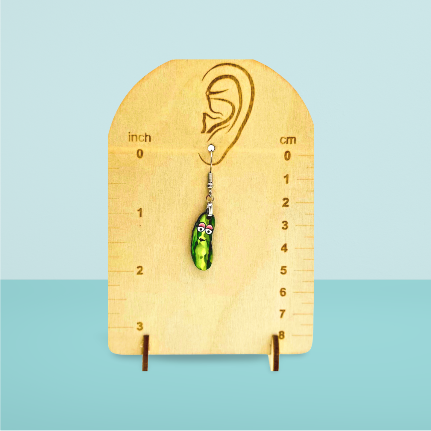 Pickle Shaped Sublimated Earrings 1 inch