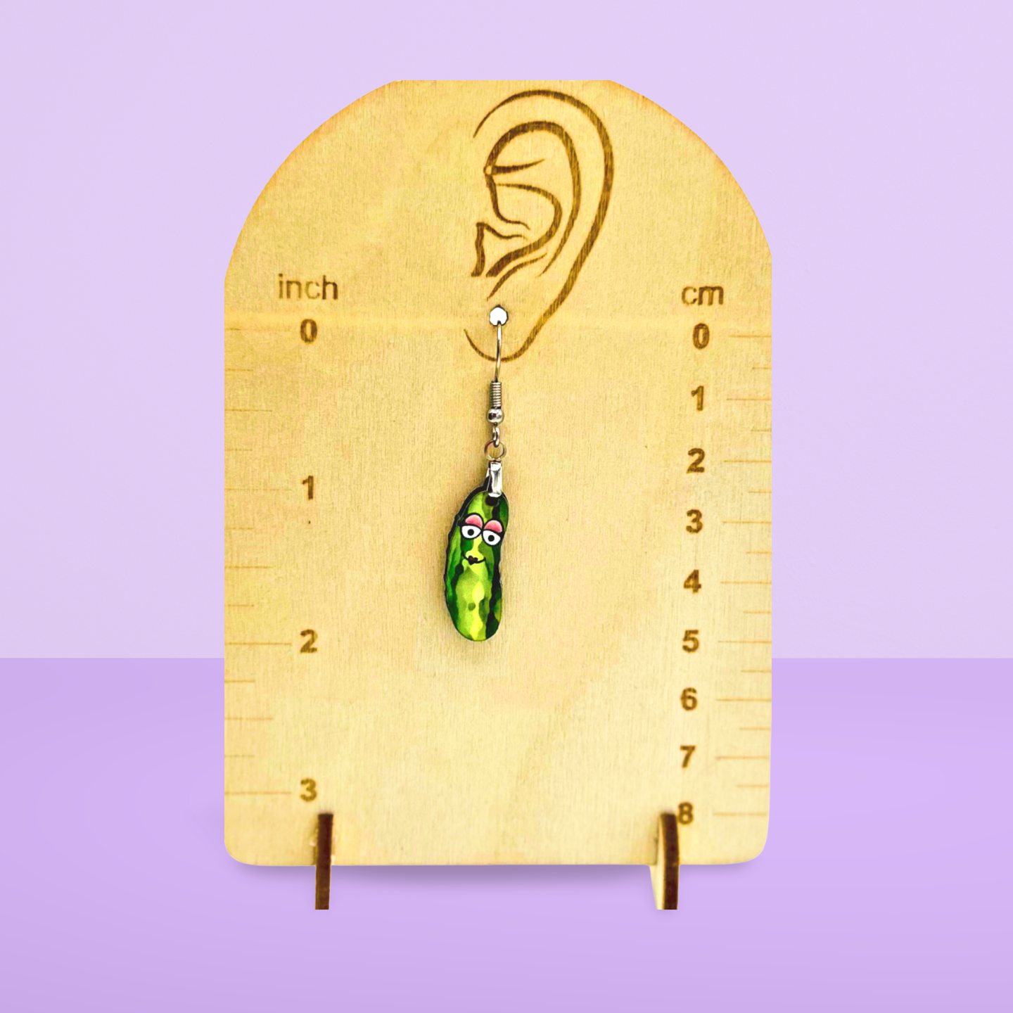 Pickle Shaped Sublimated Earrings 1 inch