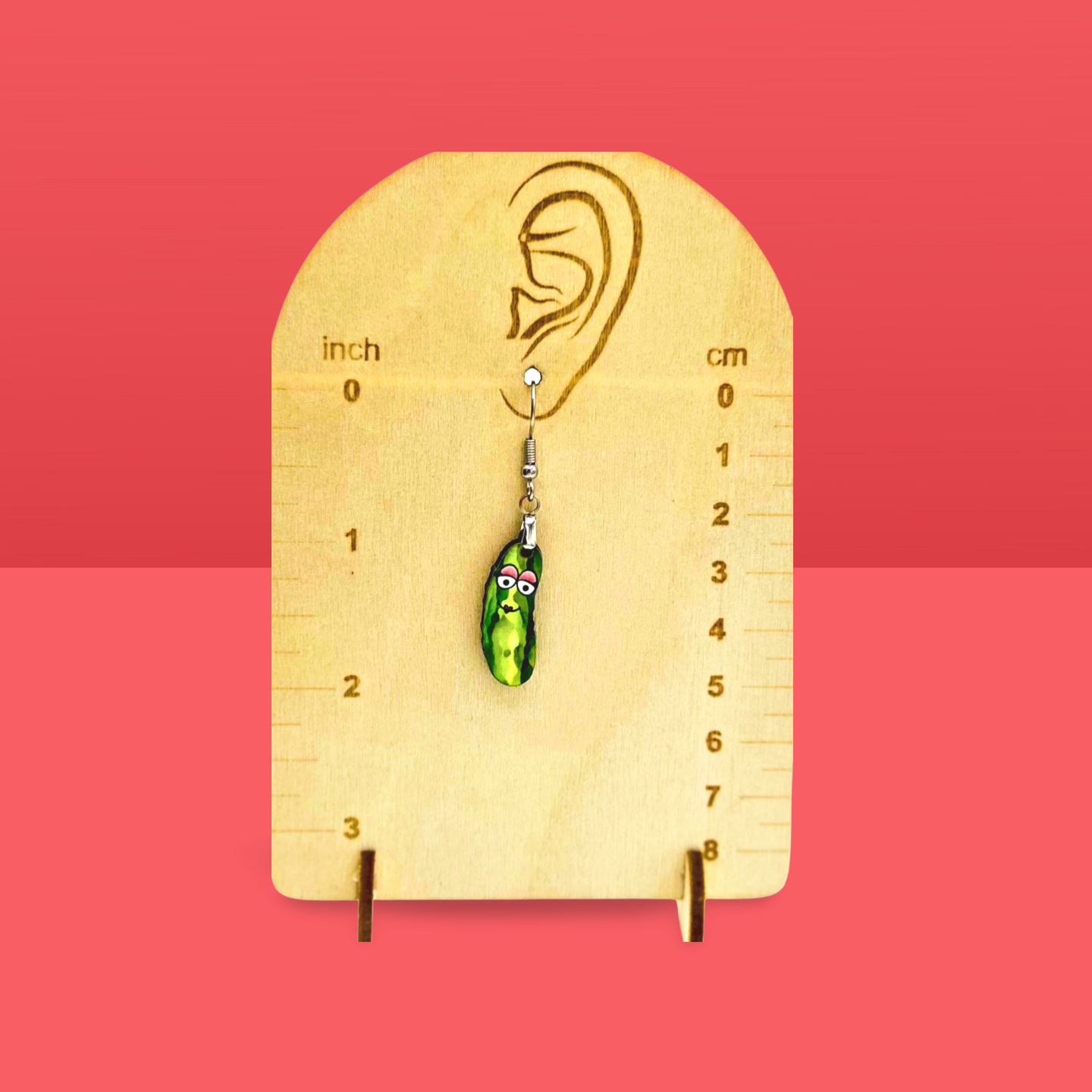 Pickle Shaped Sublimated Earrings 1 inch