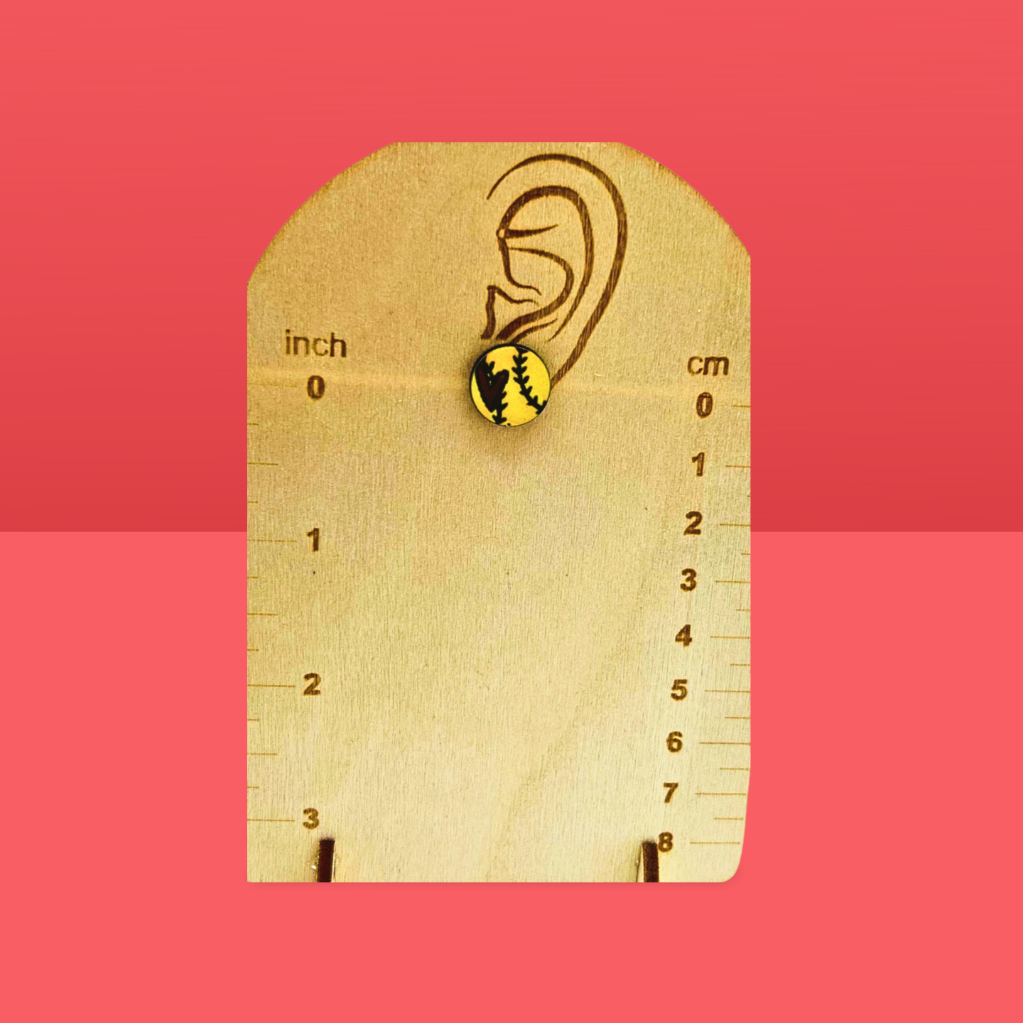 Softball Shaped Sublimated Stud Earrings MDF