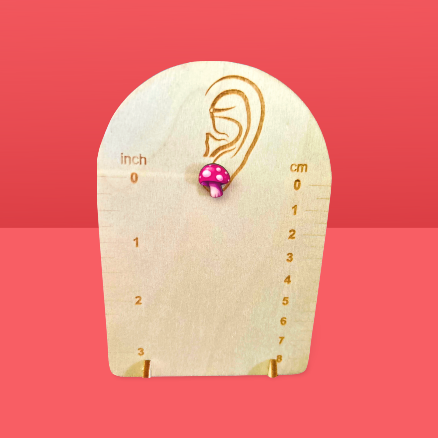 Mushroom Shaped Sublimated Stud Earrings