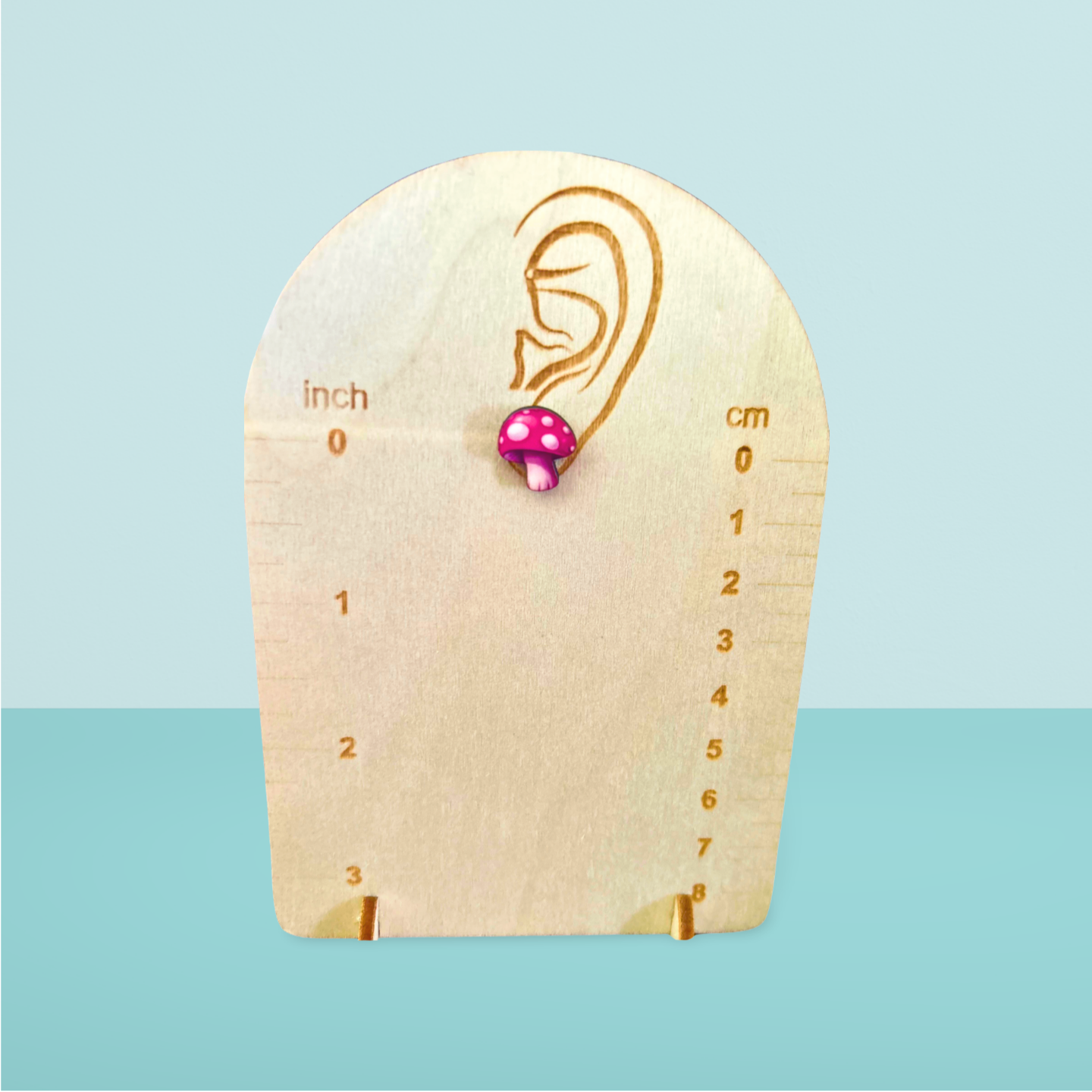 Mushroom Shaped Sublimated Stud Earrings