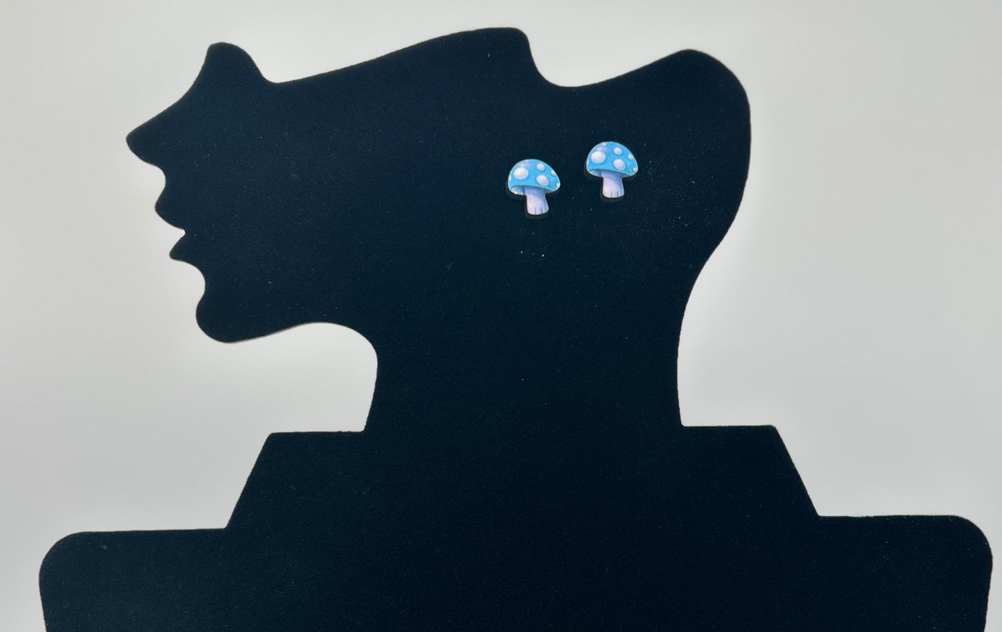 Mushroom Shaped Sublimated Stud Earrings