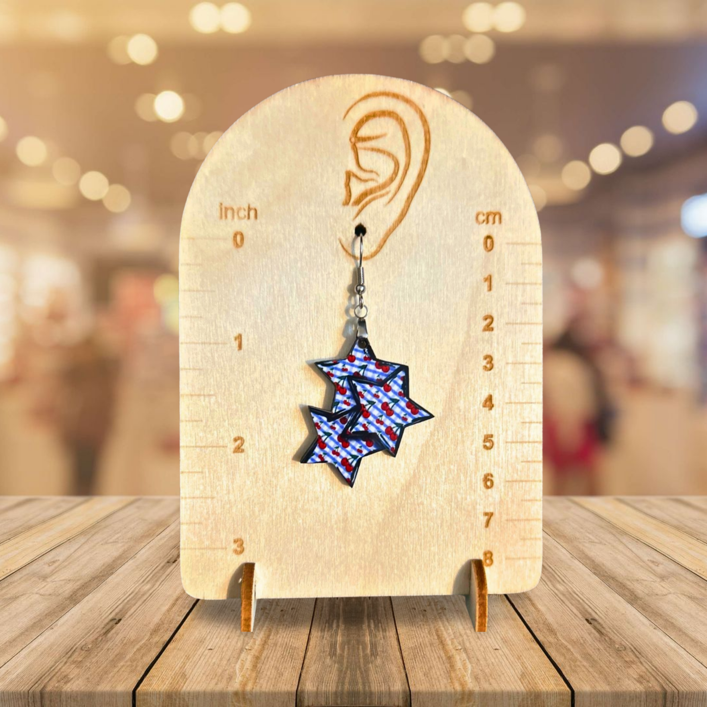 Triple Star Shaped Sublimated Earrings 1.5 in.
