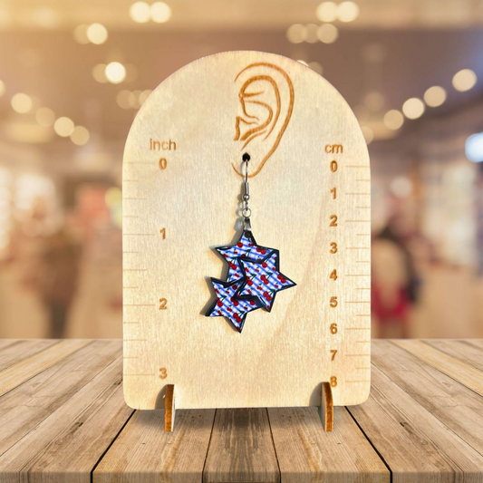 Triple Star Shaped Sublimated Earrings 1.5 in.