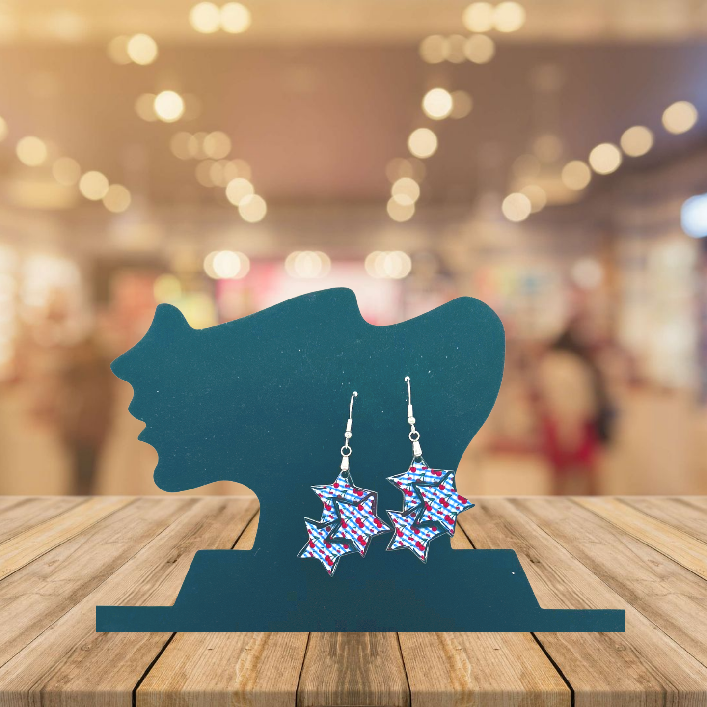 Triple Star Shaped Sublimated Earrings 1.5 in.