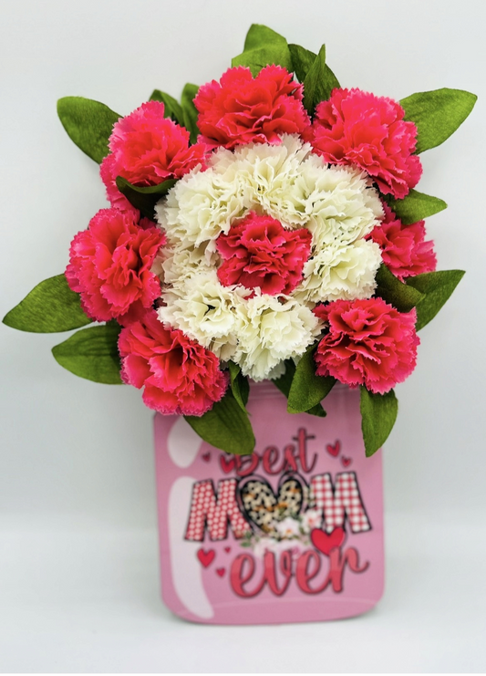 Flower mason jar Shaped Sublimated with acrylic feet included