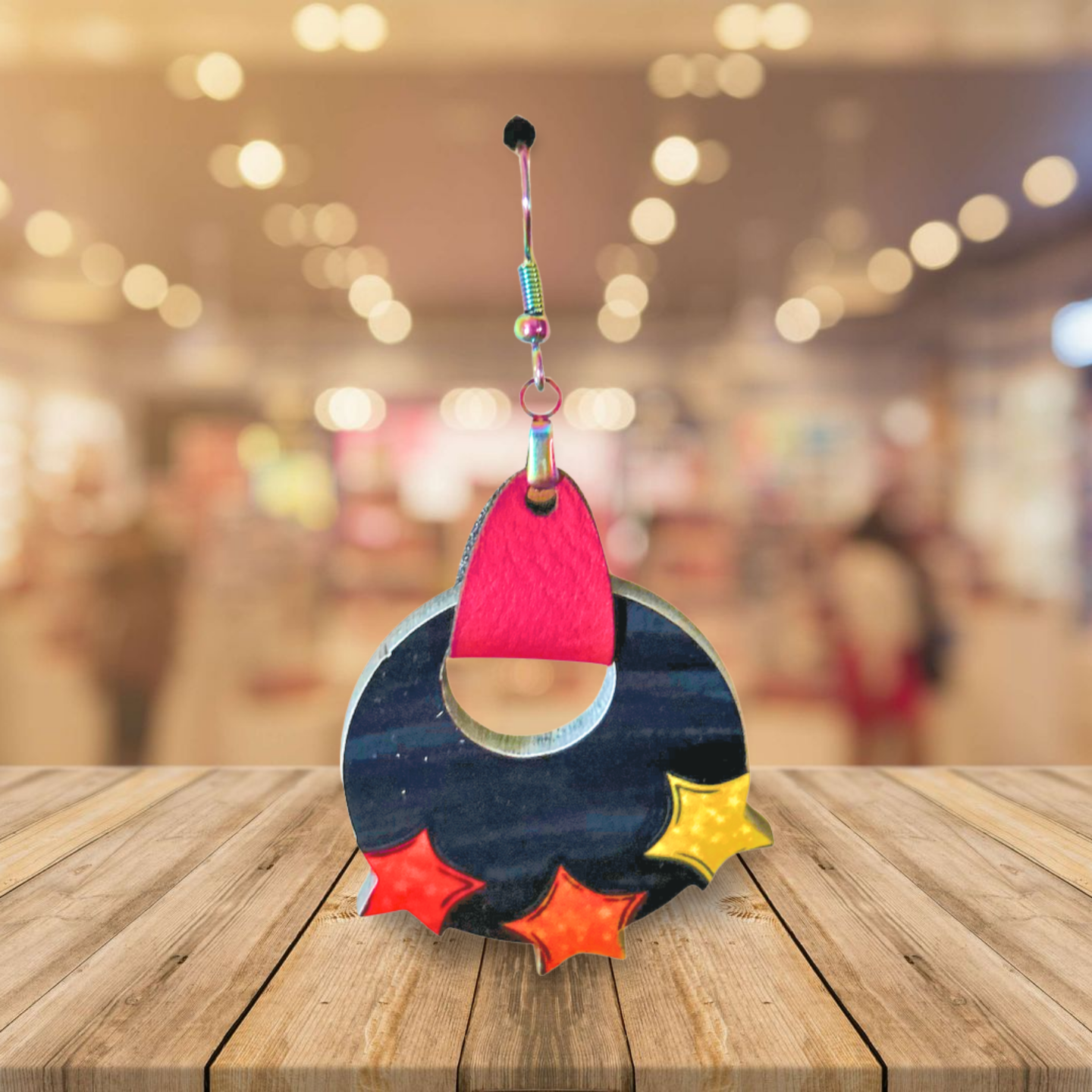 Boho Round Star Shaped Sublimated Earrings