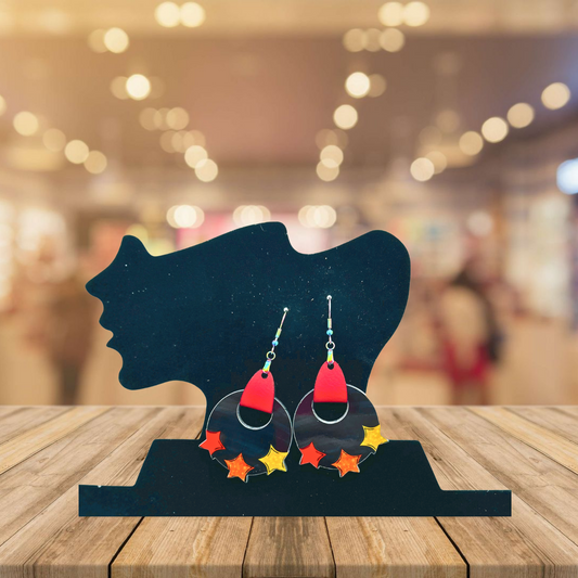 Boho Round Star Shaped Sublimated Earrings