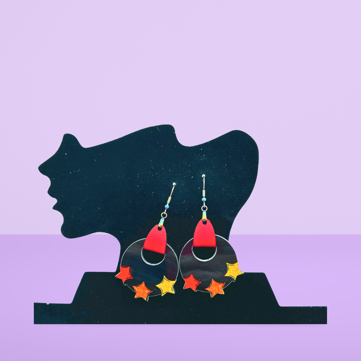 Boho Round Star Shaped Sublimated Earrings