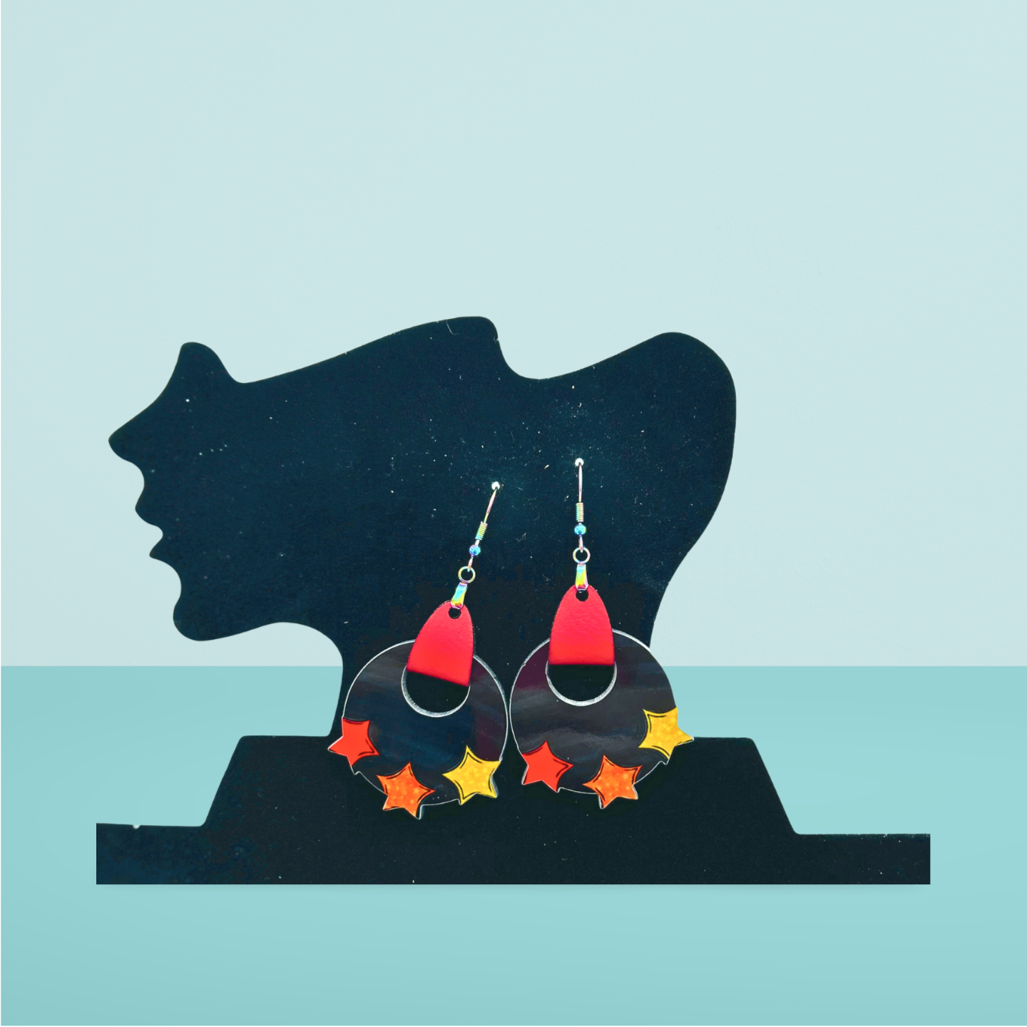 Boho Round Star Shaped Sublimated Earrings