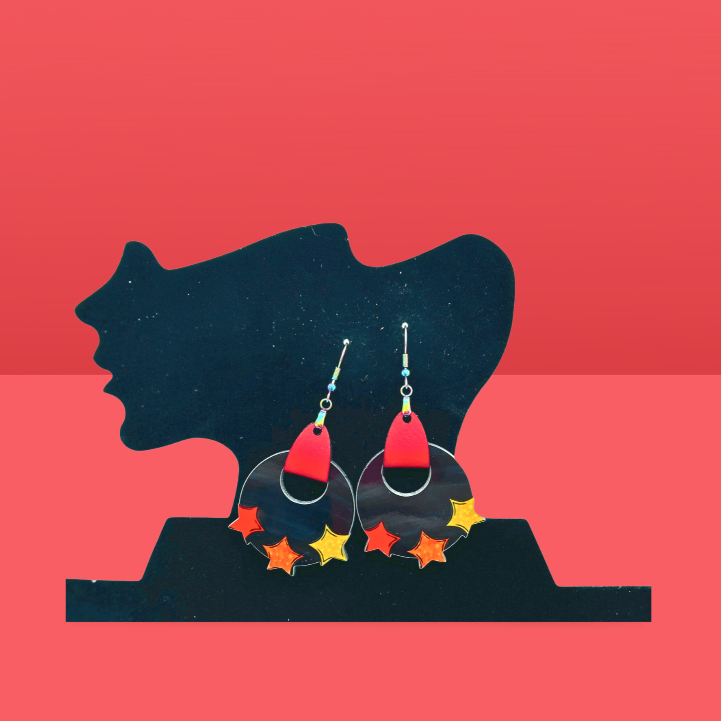 Boho Round Star Shaped Sublimated Earrings