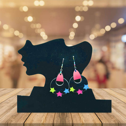 Boho Round Star Shaped Sublimated Earrings