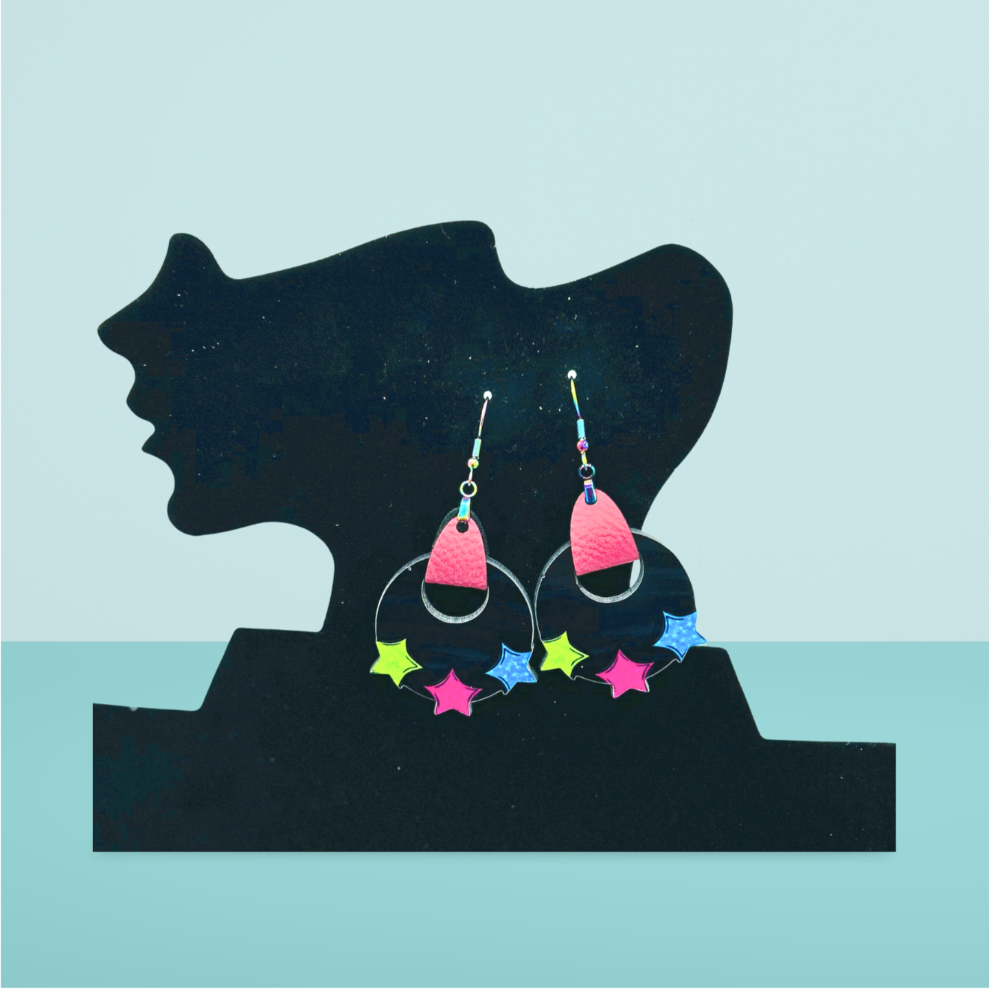 Boho Round Star Shaped Sublimated Earrings