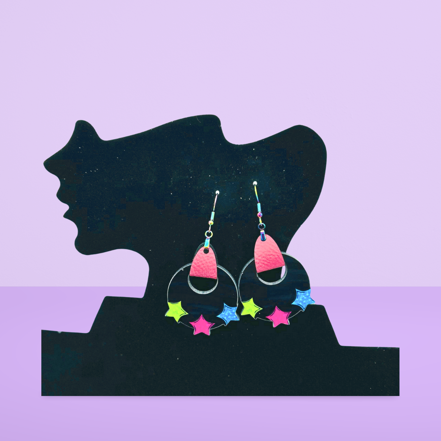 Boho Round Star Shaped Sublimated Earrings