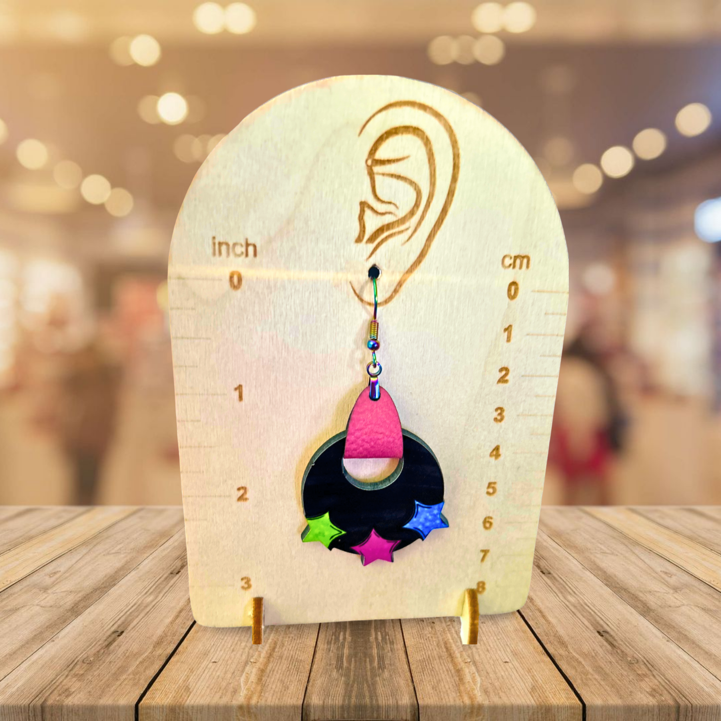 Boho Round Star Shaped Sublimated Earrings