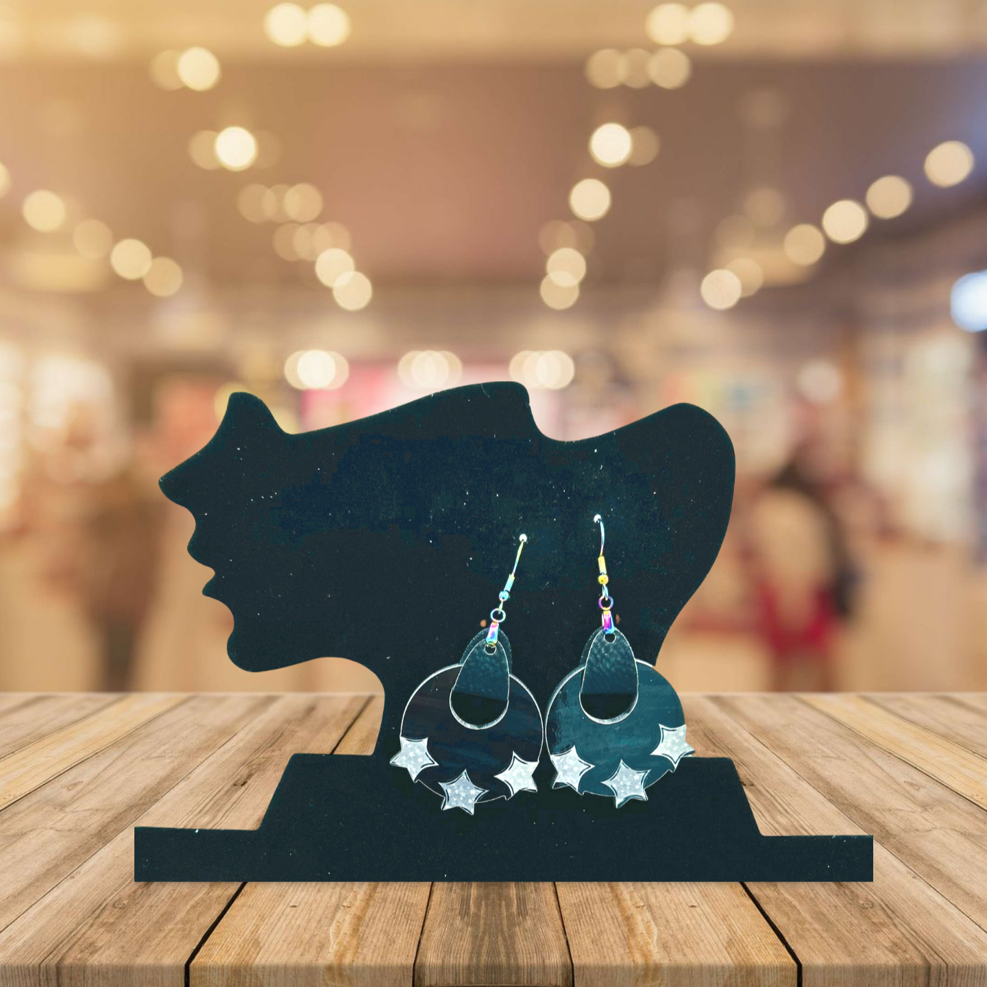 Boho Round Star Shaped Sublimated Earrings