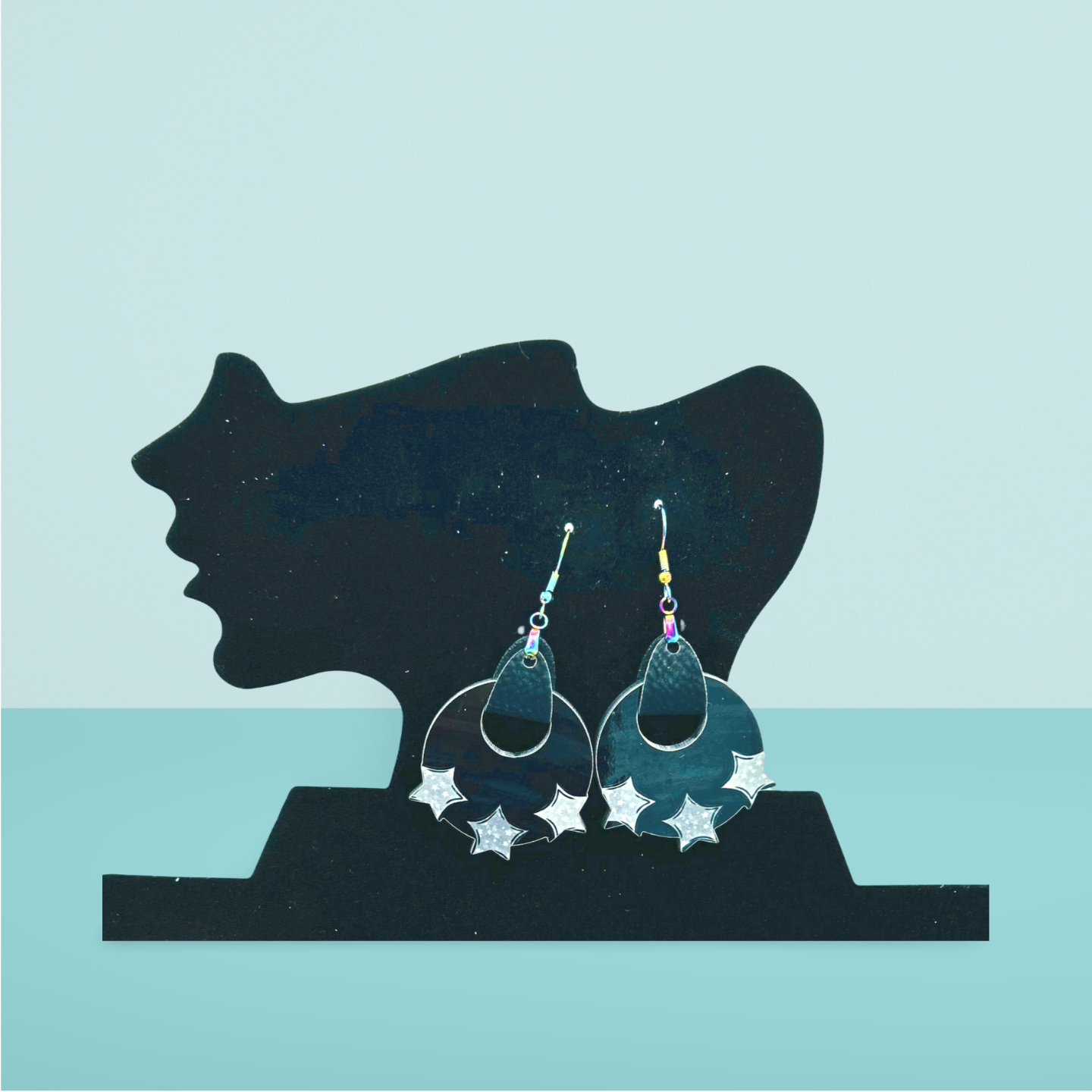 Boho Round Star Shaped Sublimated Earrings