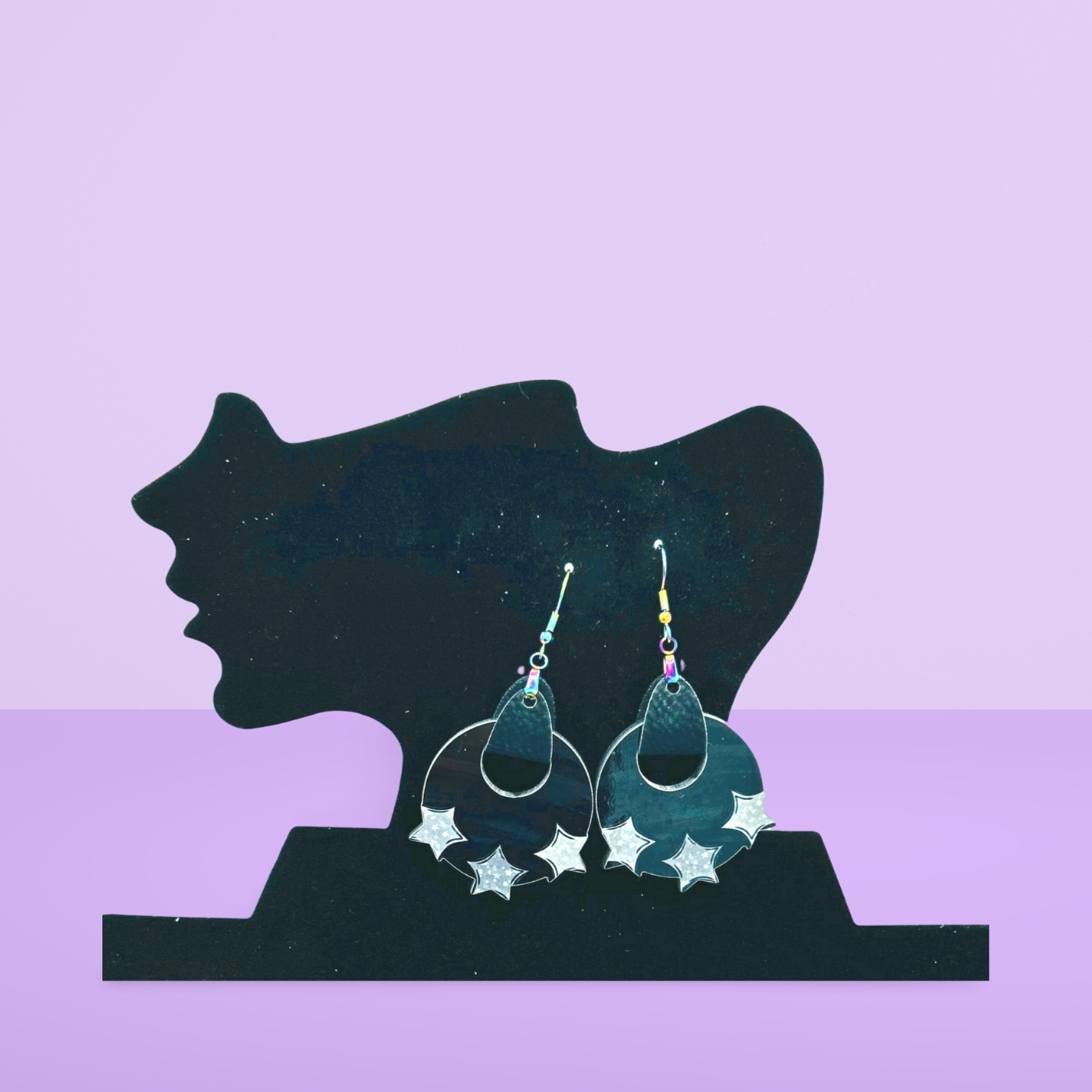 Boho Round Star Shaped Sublimated Earrings