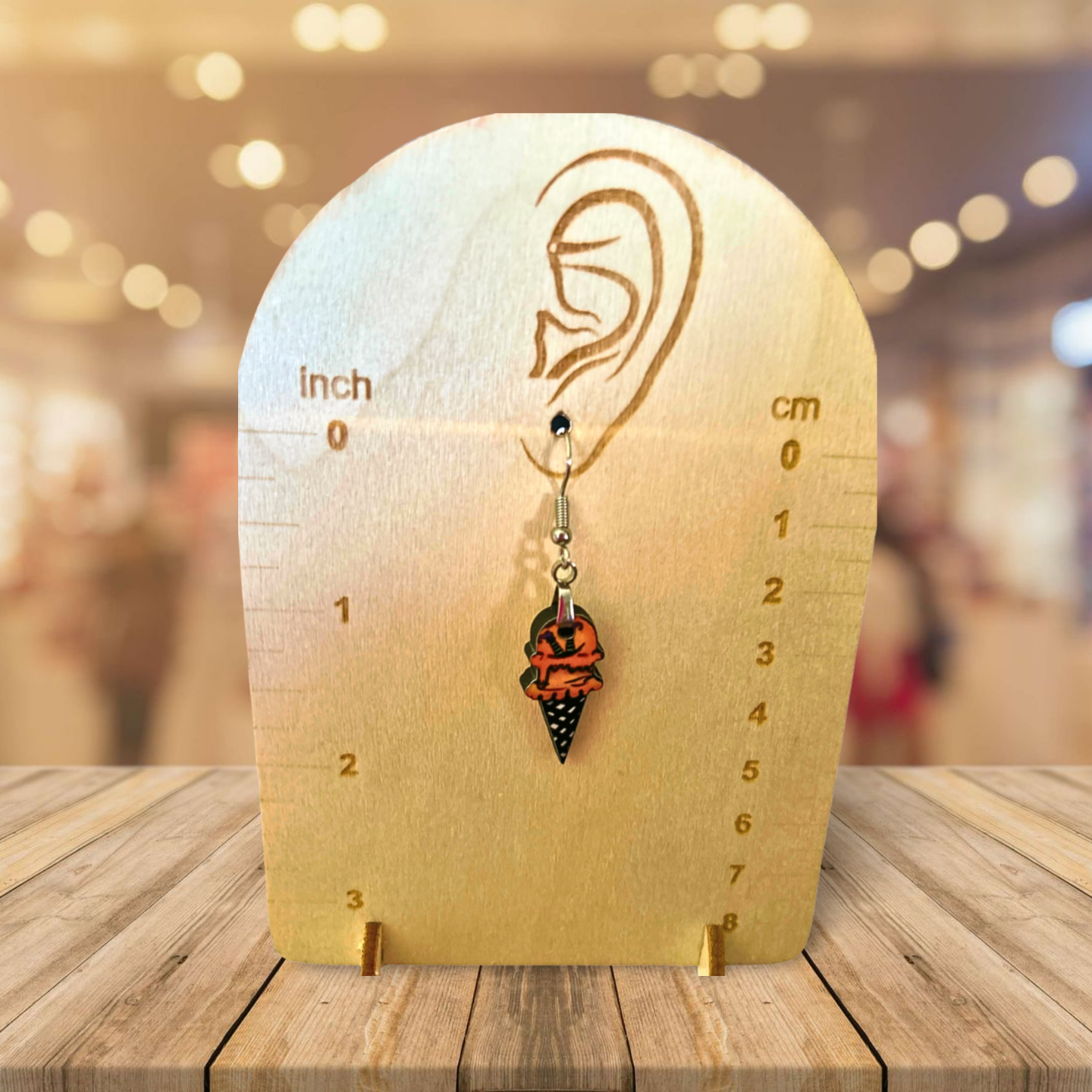 Ice Cream Cone Shaped Sublimated Earrings 1 inch