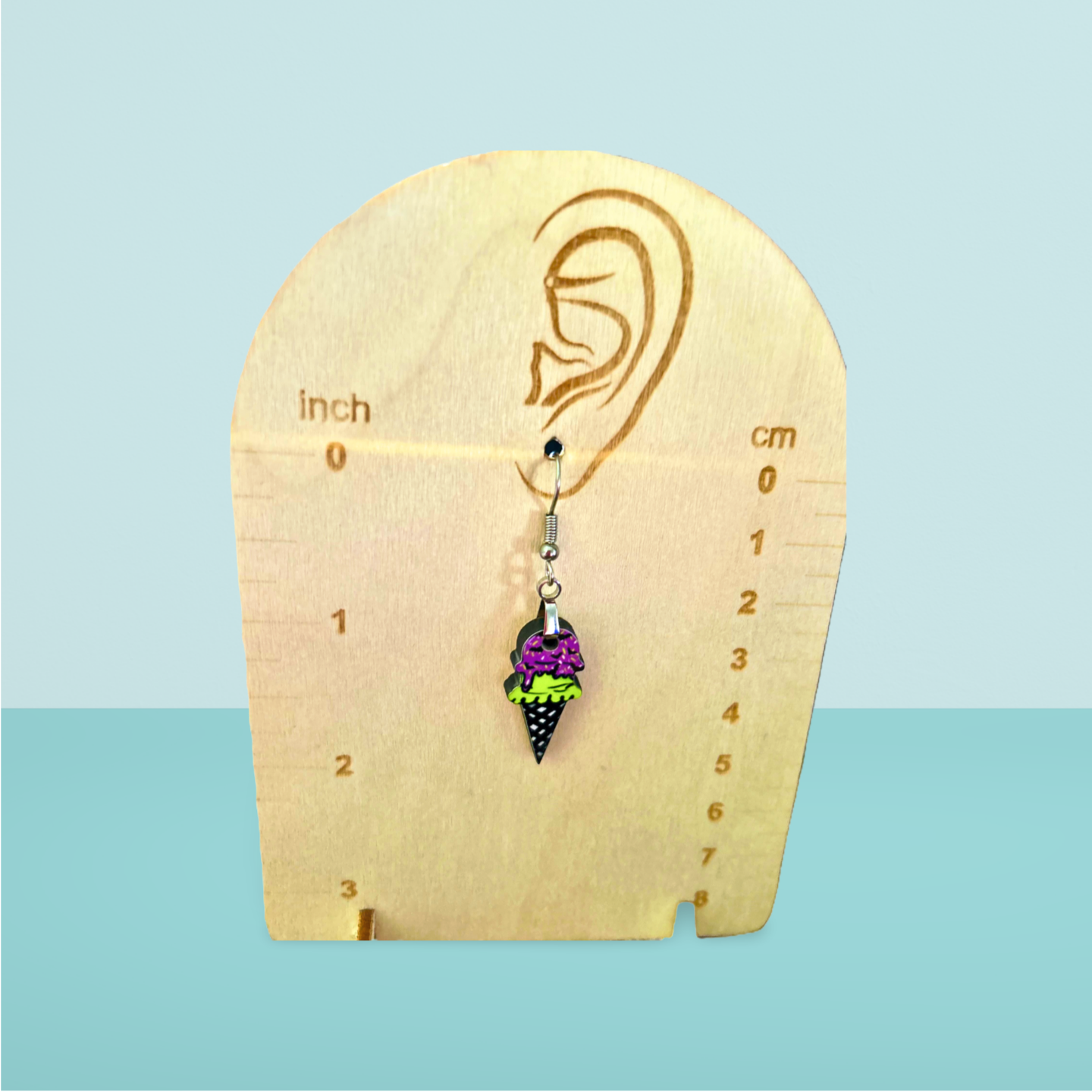 Ice Cream Cone Shaped Sublimated Earrings 1 inch