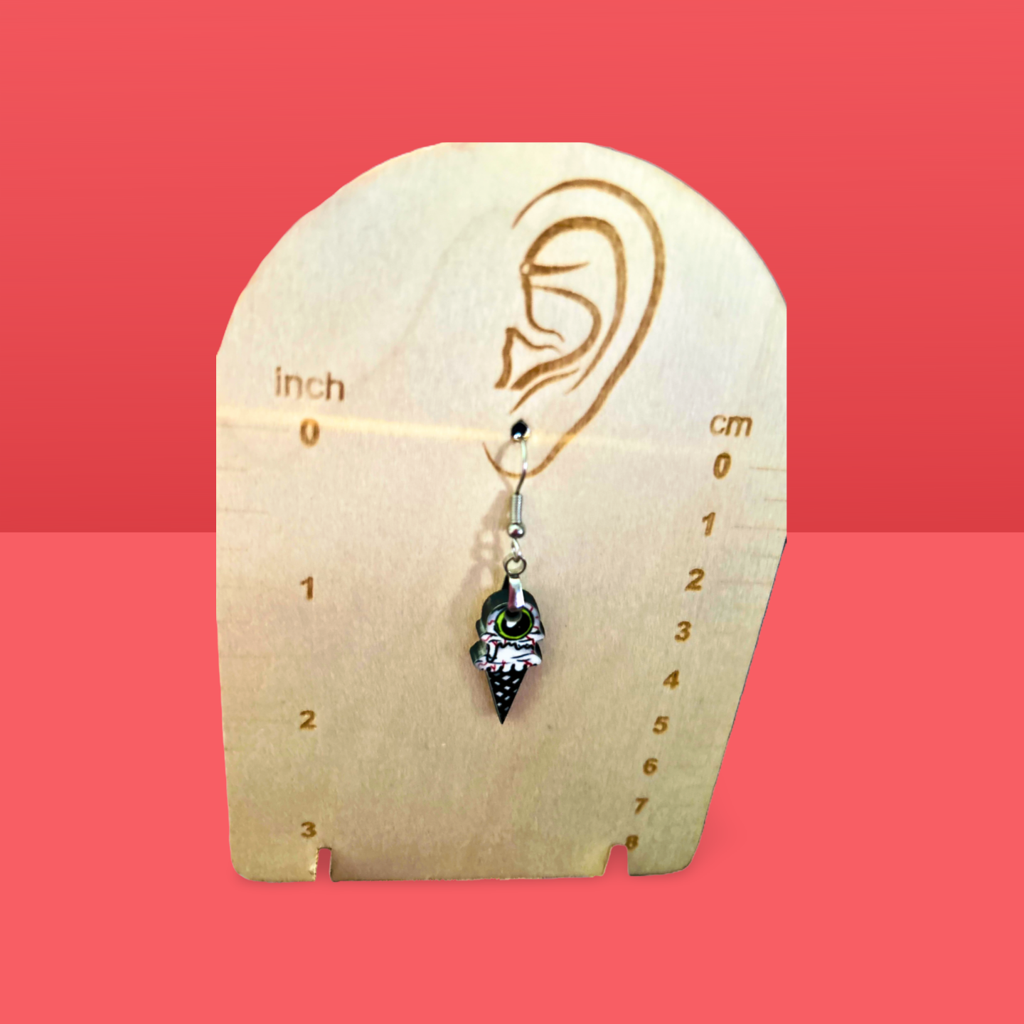 Ice Cream Cone Shaped Sublimated Earrings 1 inch