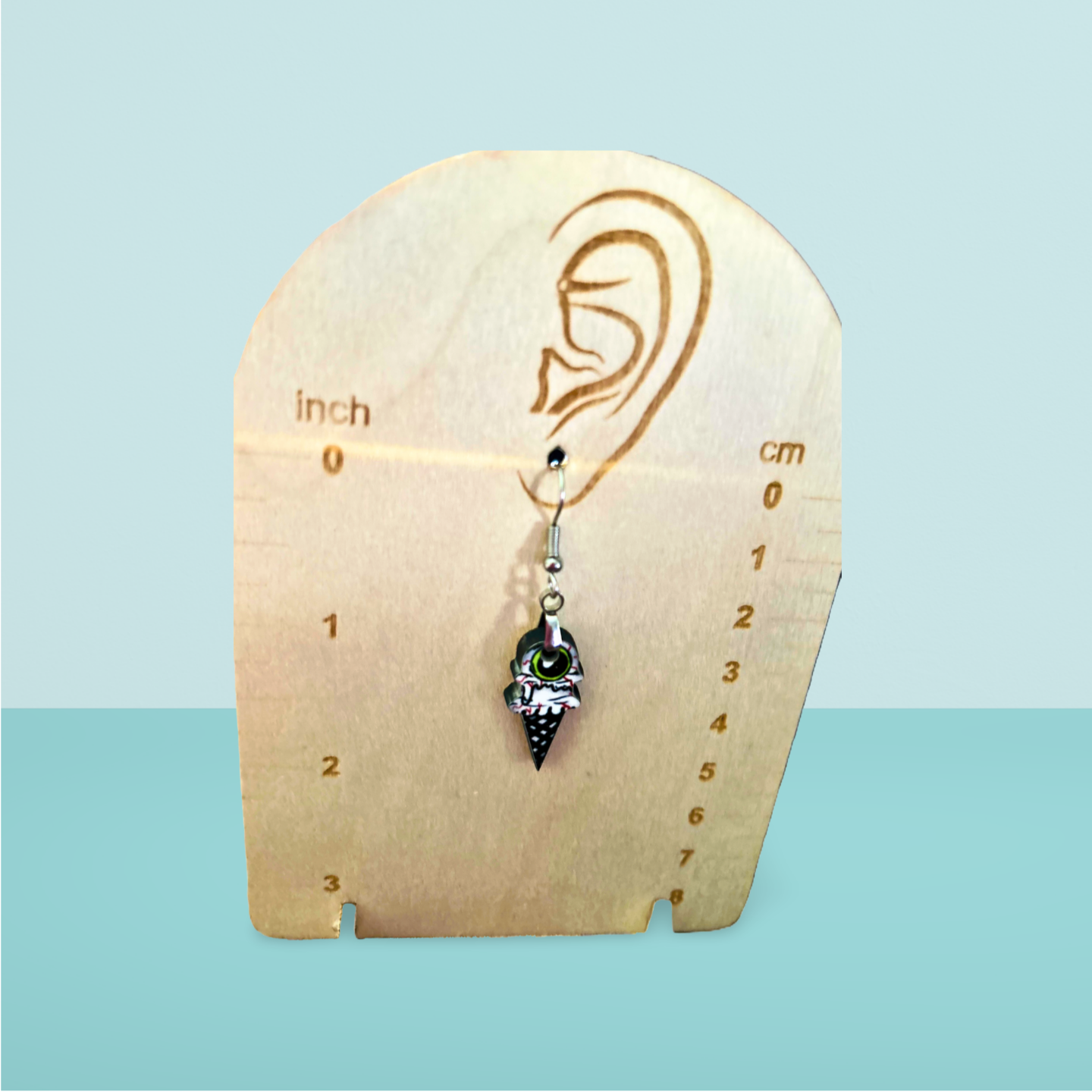 Ice Cream Cone Shaped Sublimated Earrings 1 inch
