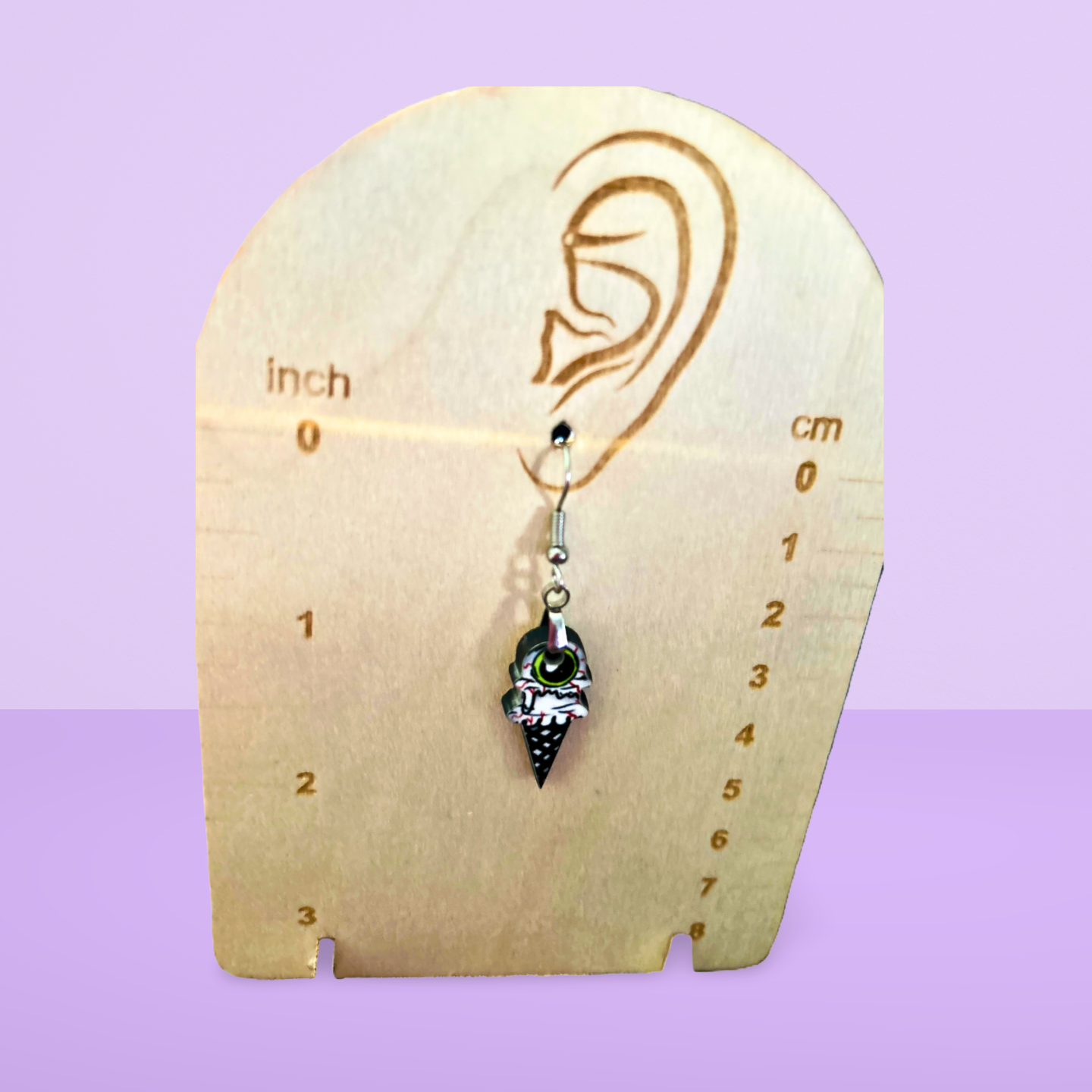 Ice Cream Cone Shaped Sublimated Earrings 1 inch