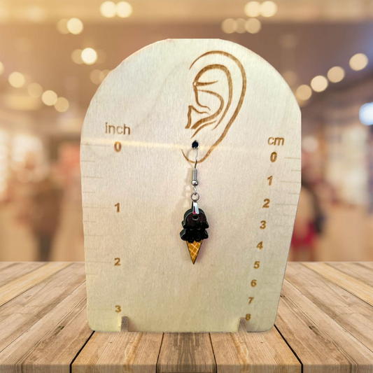 Ice Cream Cone Shaped Sublimated Earrings 1 inch