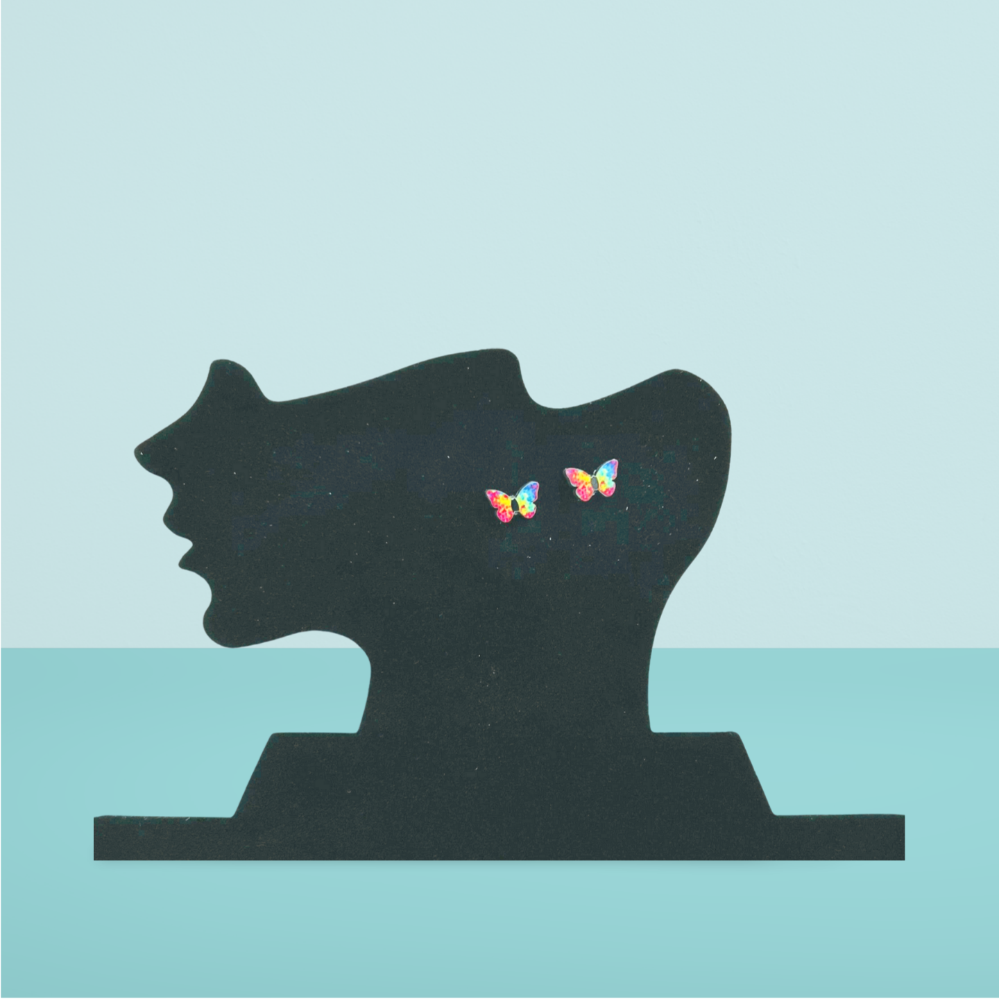 Open Butterfly Shaped Sublimated Stud Earrings